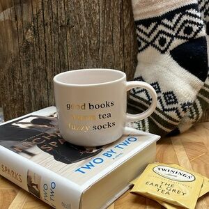 INDIGO | Good Books | Warm Tea | Fuzzy Socks | Faint pastel Pink | Mug | 12oz